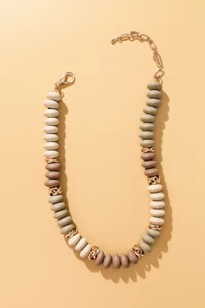 Earthy Tones Wooden Beaded Necklace