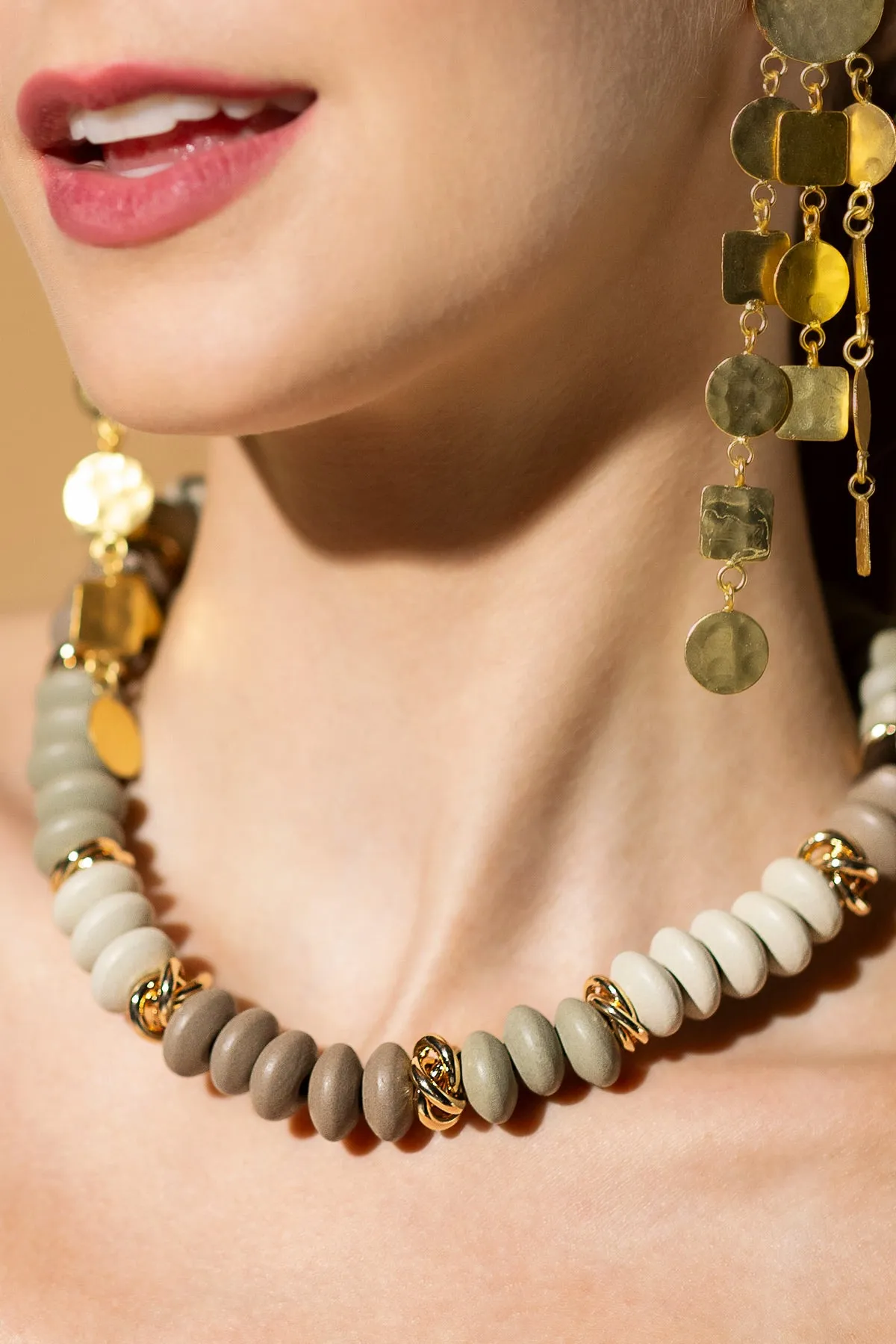 Earthy Tones Wooden Beaded Necklace