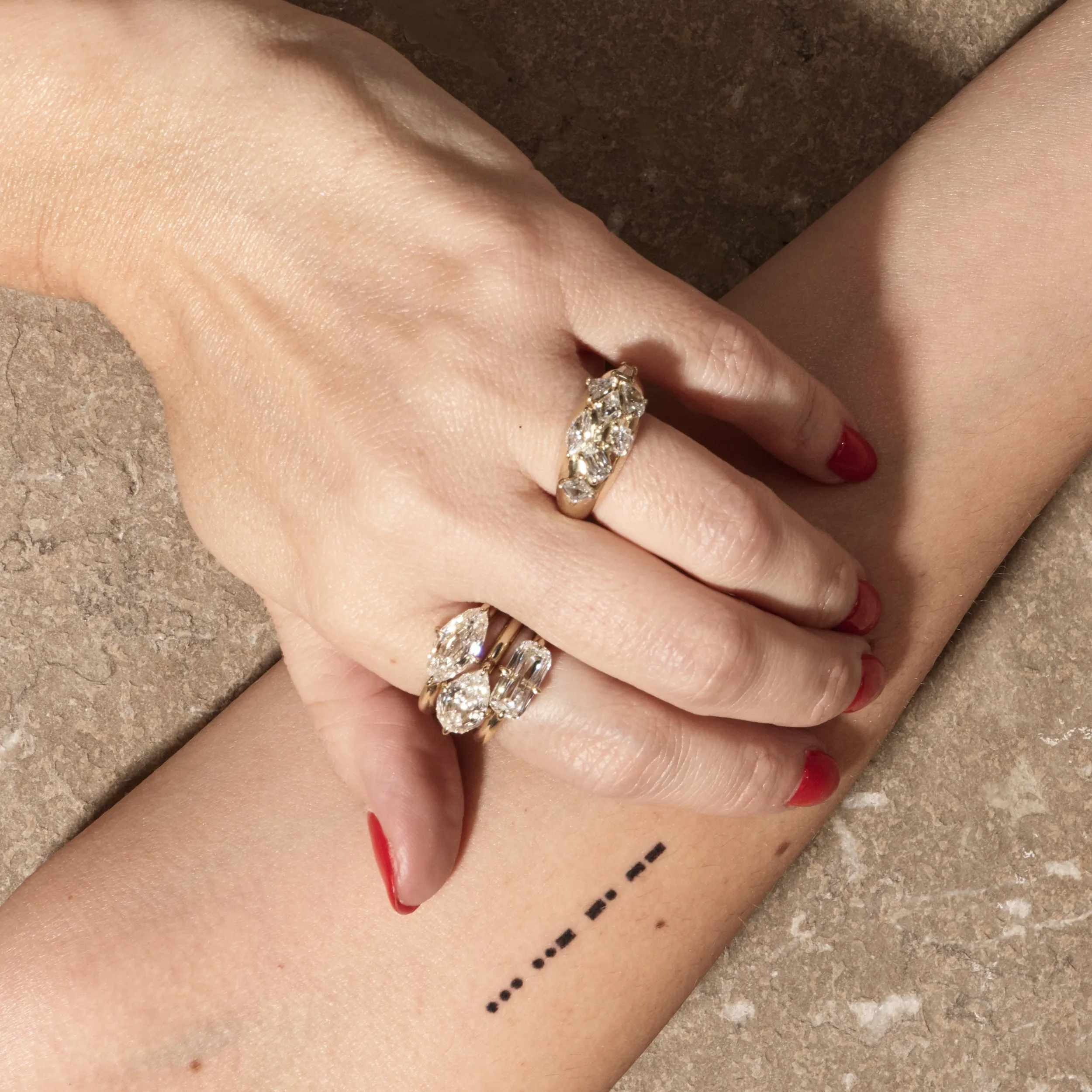 East-West Step Cut Marquise Ring