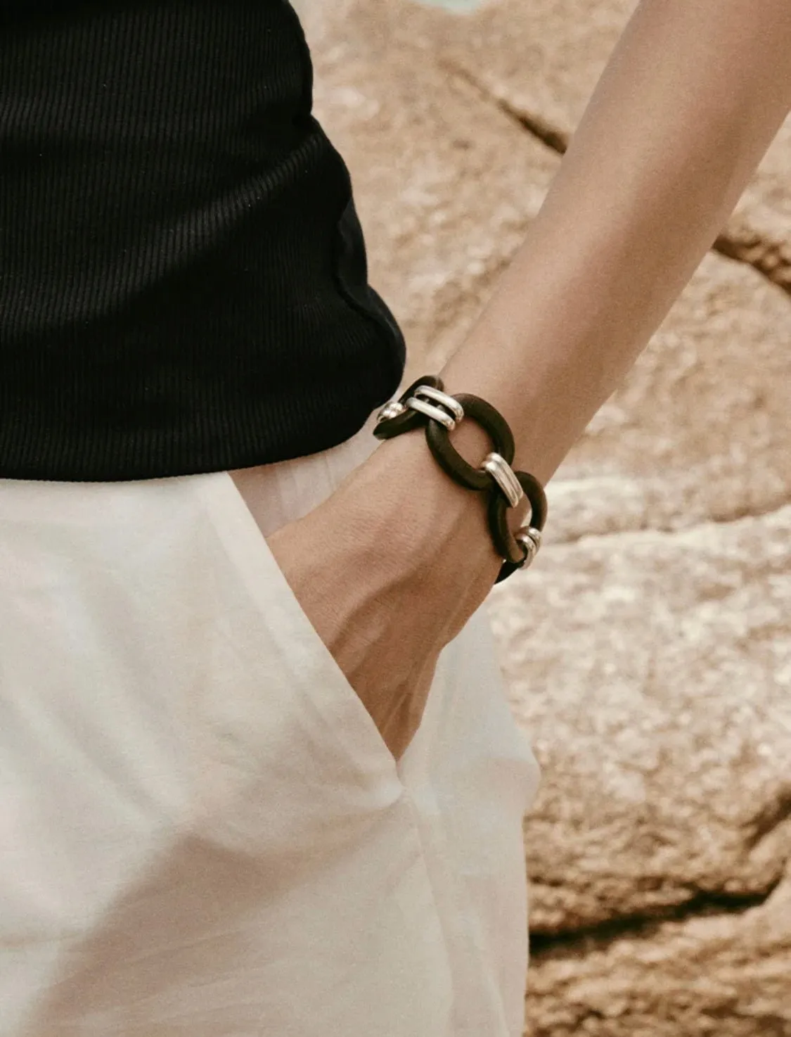 Ebony Wood Elliptic Bracelet