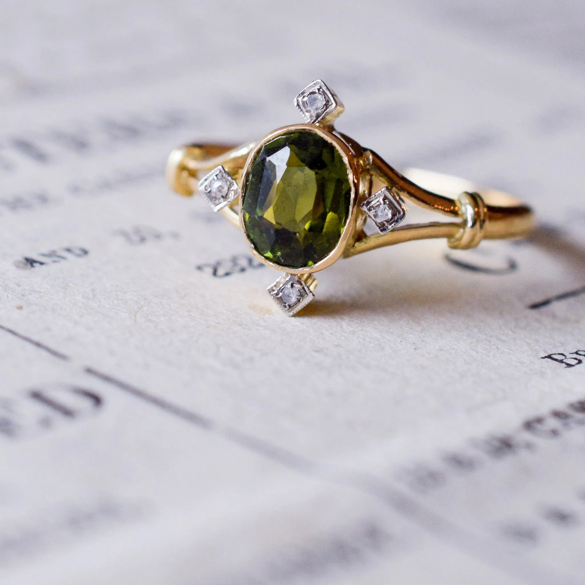 Edwardian Tourmaline Compass Point Ring