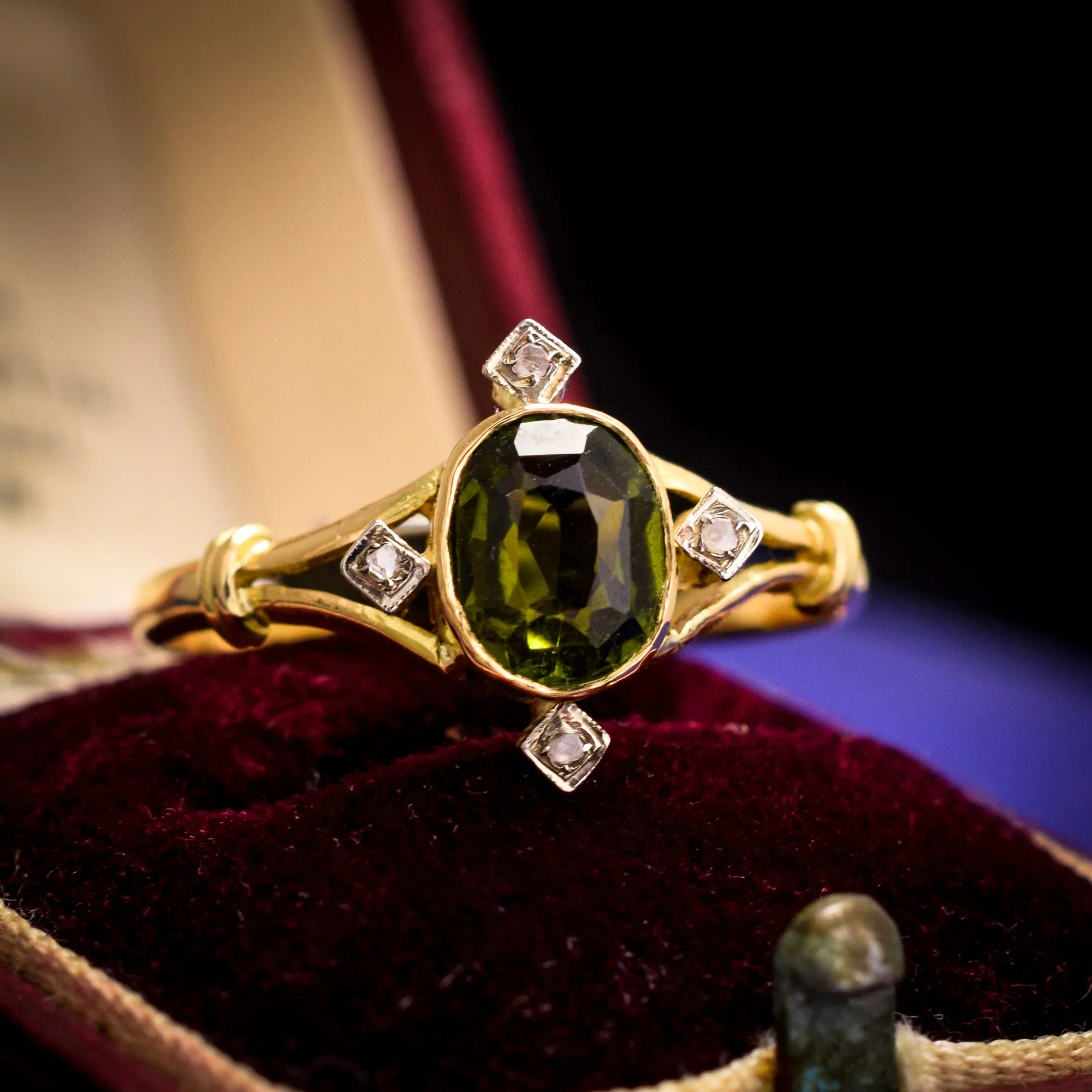 Edwardian Tourmaline Compass Point Ring