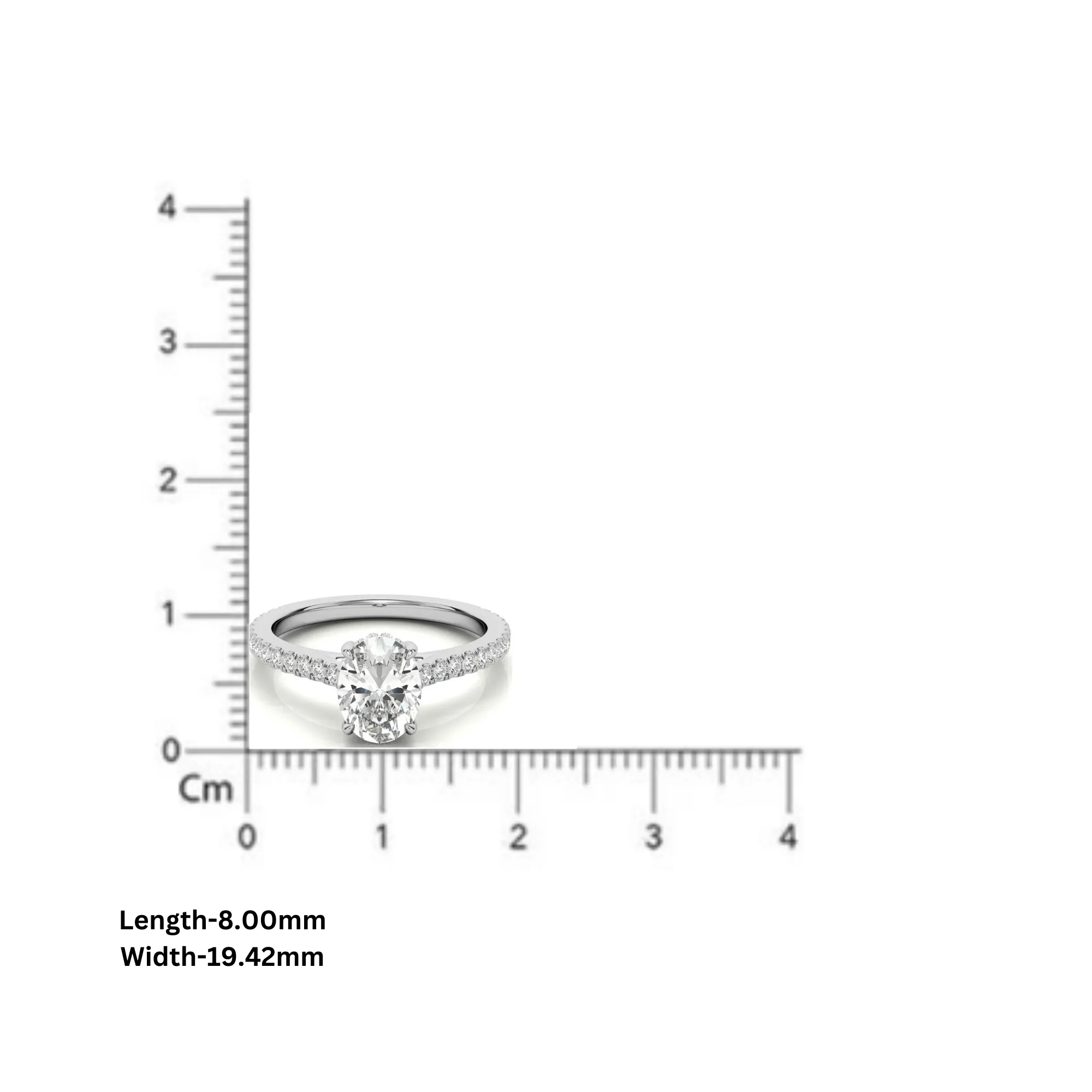 Elegant Classic  Sterling Silver Adjustable Oval Cut Zircon Pave Set White Gold Engagement Ring For Women