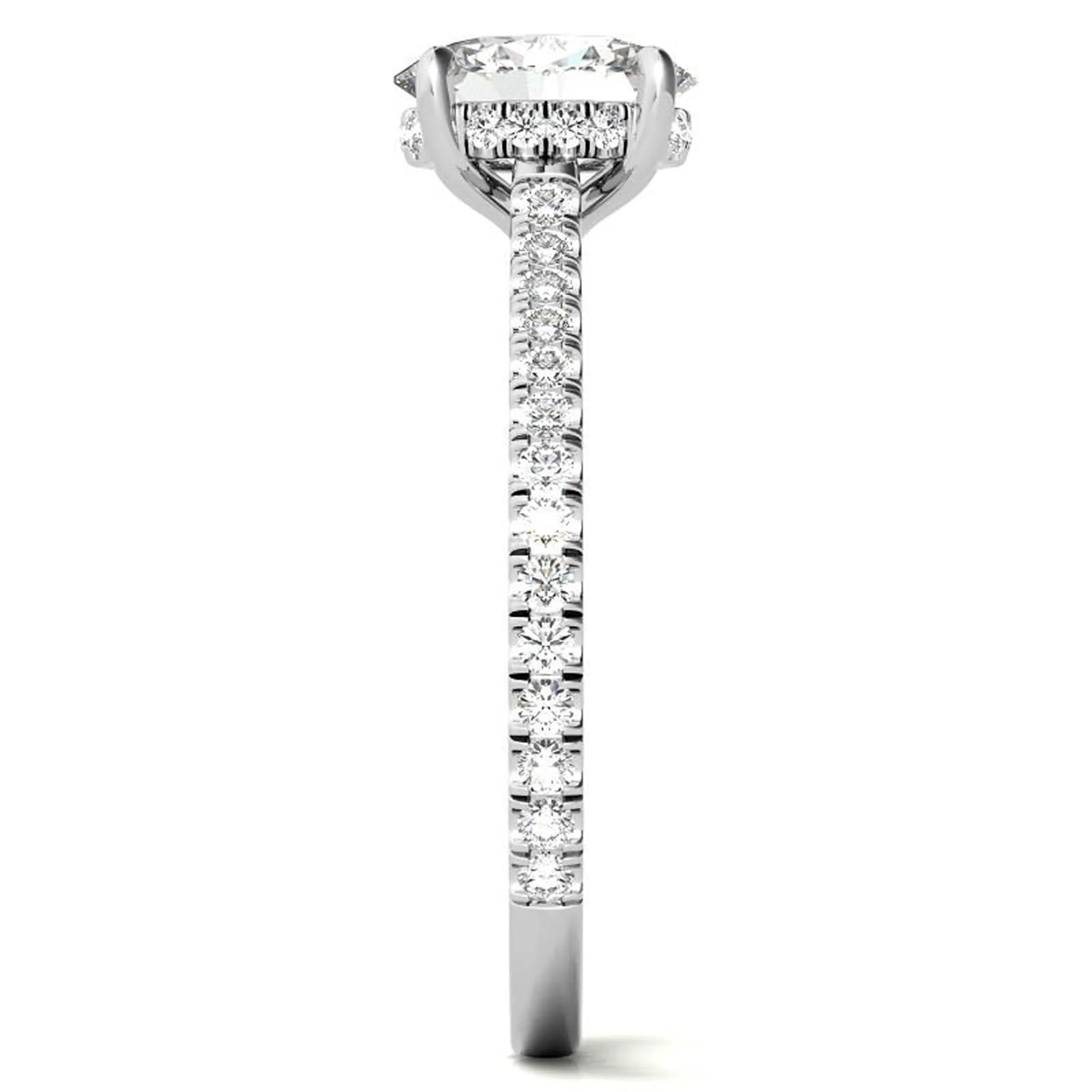 Elegant Classic  Sterling Silver Adjustable Oval Cut Zircon Pave Set White Gold Engagement Ring For Women