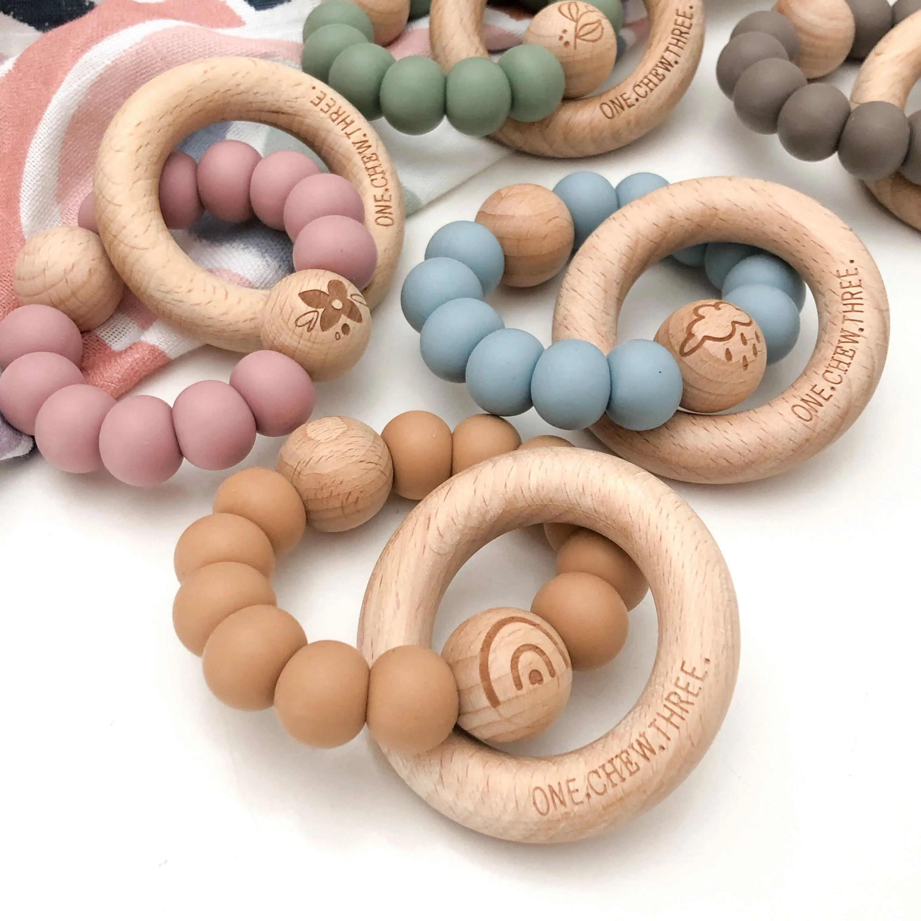Elements Range Wooden Teether & Rattle