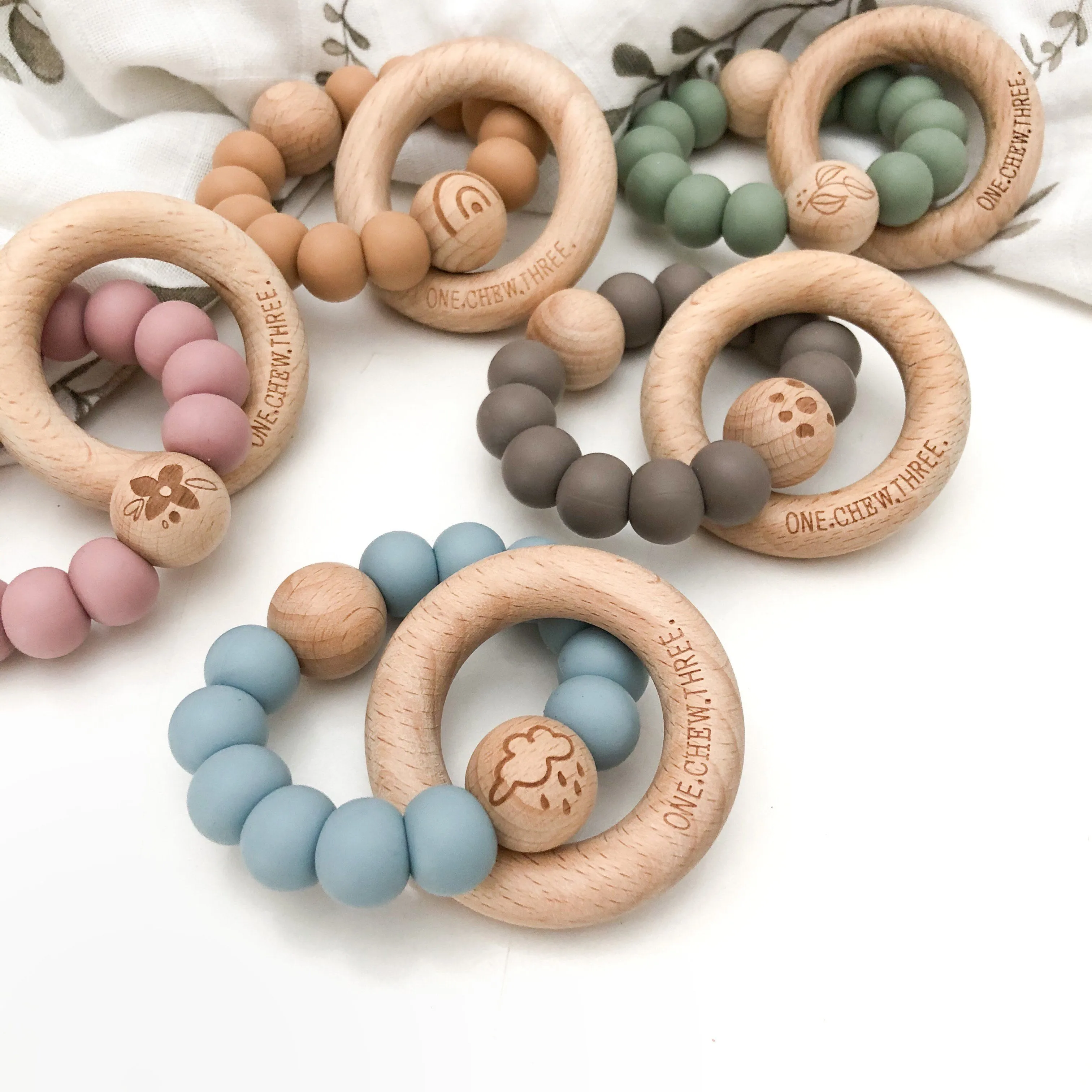 Elements Range Wooden Teether & Rattle