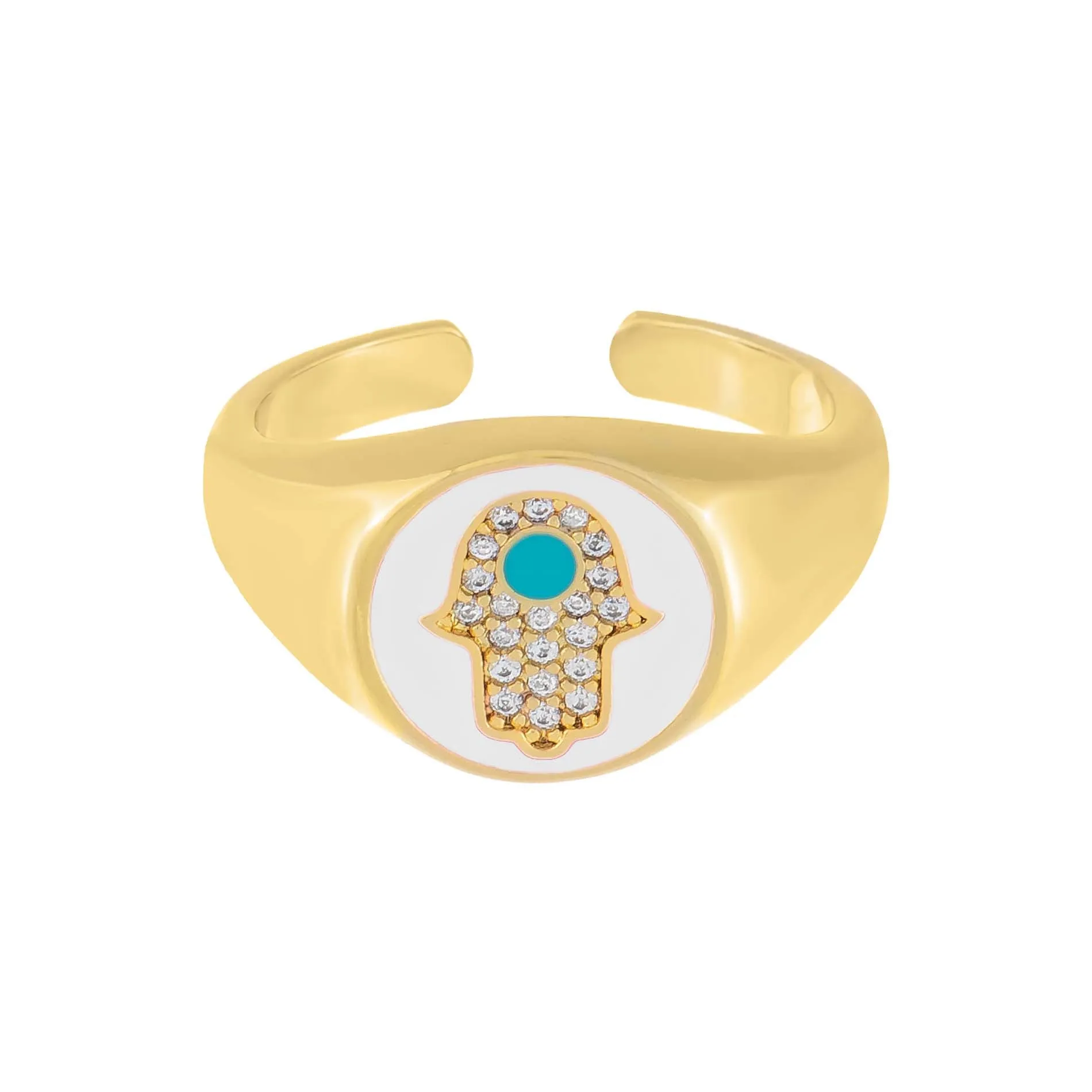 Enamel Hamsa Adjustable Ring