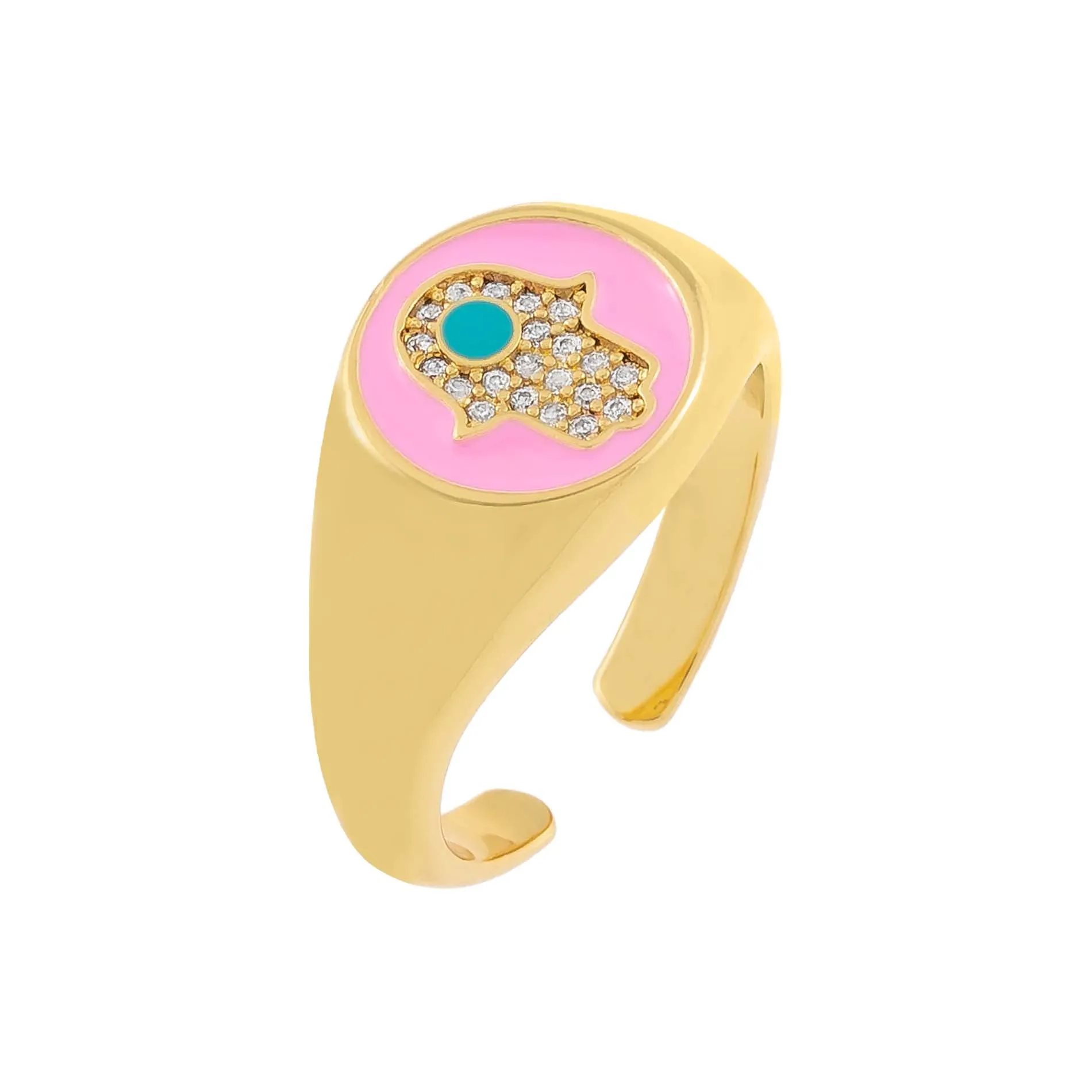 Enamel Hamsa Adjustable Ring