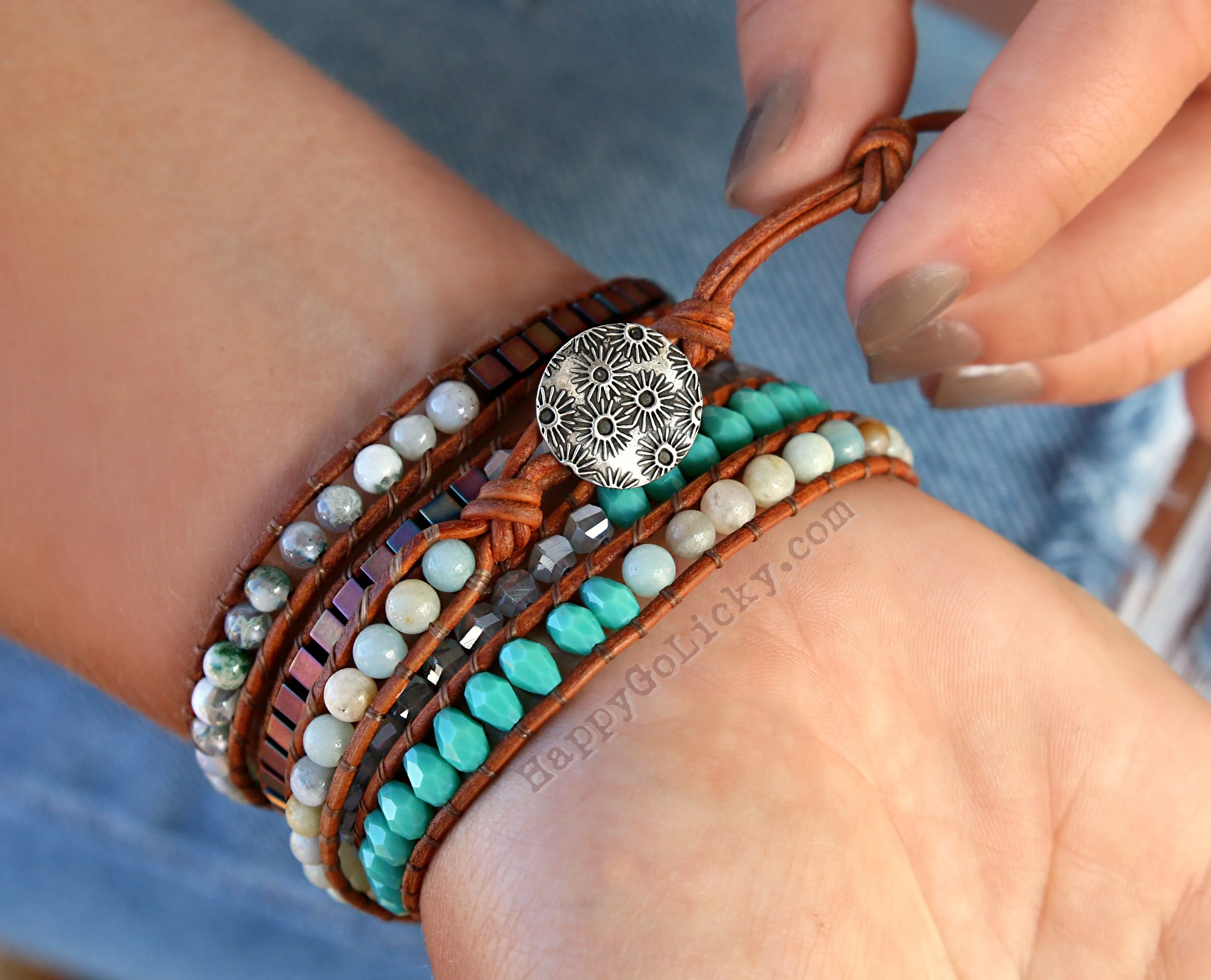 Enjoy the Journey Leather Wrap Boho Bracelet