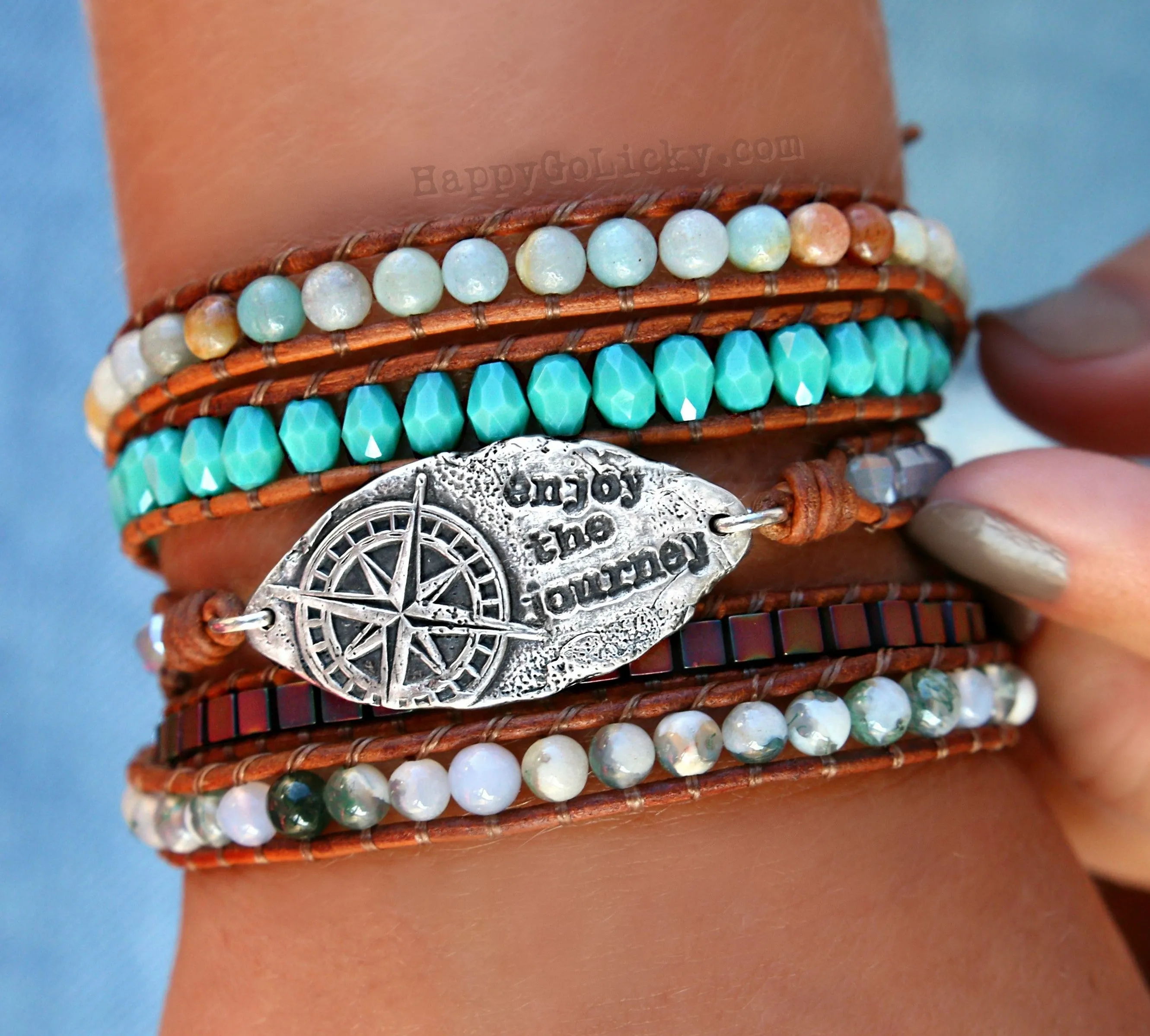 Enjoy the Journey Leather Wrap Boho Bracelet