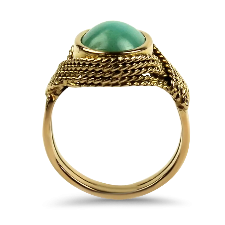 Estate 18k Yellow Gold Turquoise Rope Ring