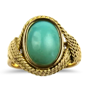 Estate 18k Yellow Gold Turquoise Rope Ring
