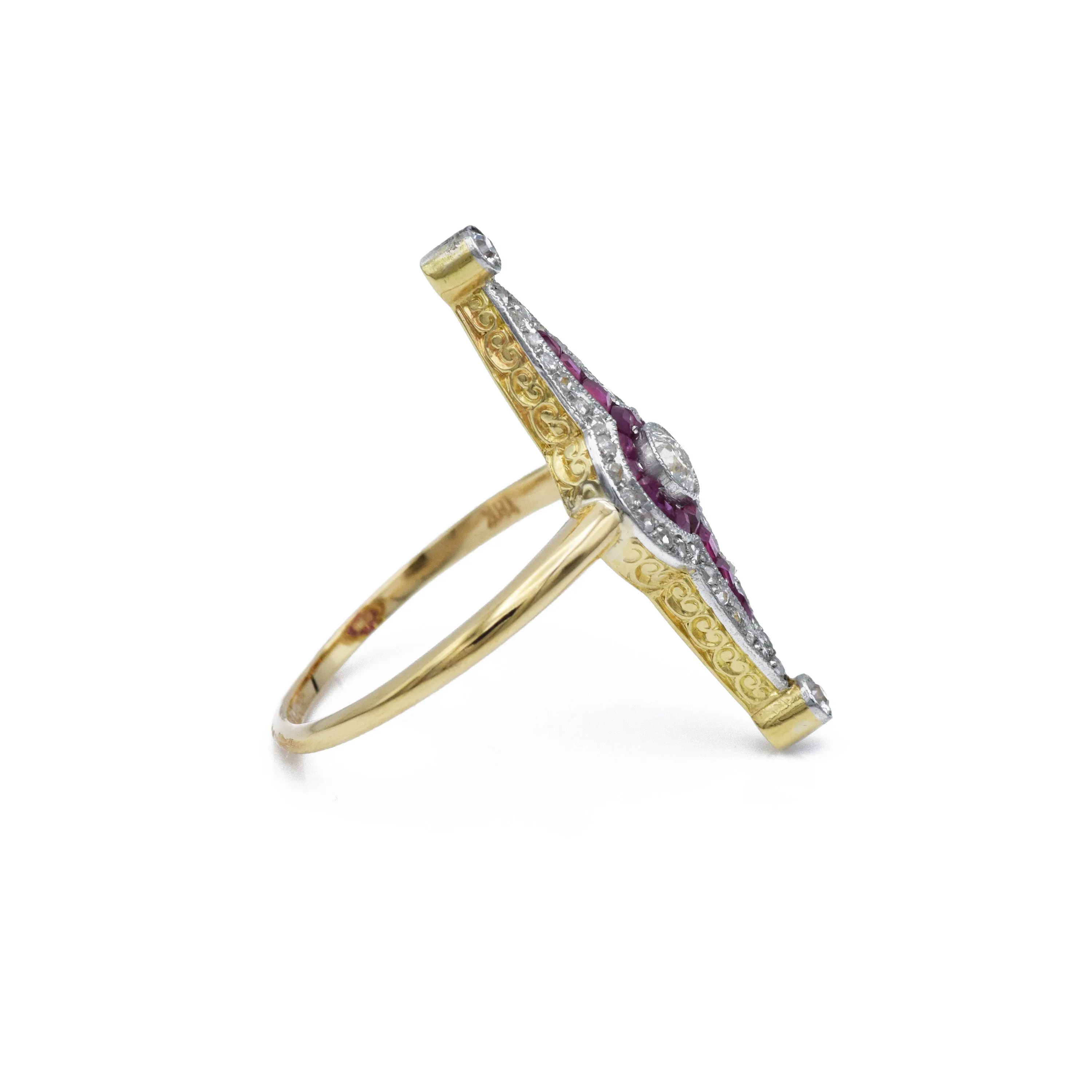 Estate 18KT Ruby and Diamond Ring Circa 1940