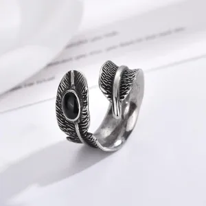 European And American Retro Feather Ring Men's Domineering Punk Trend Eating Ring Hipster Personality Fashion Japanese And Korean Jewelry