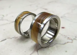 Exotic Wood Bands Pure Tungsten and Titanium Exotic Bethlehem Olive Wood His and Hers HandCrafted WEDDING Bands Any Size 4-17 & 1/4 sizes