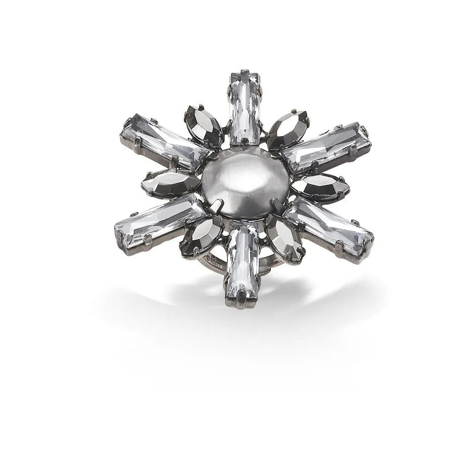 FACETED SILVER CRYSTAL RINGS #288SV5101 (7E6/6A1)