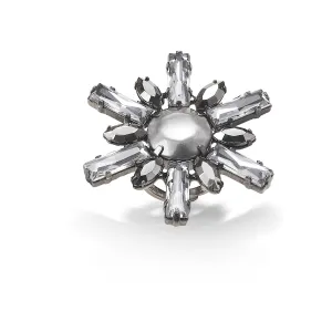 FACETED SILVER CRYSTAL RINGS #288SV5101 (7E6/6A1)