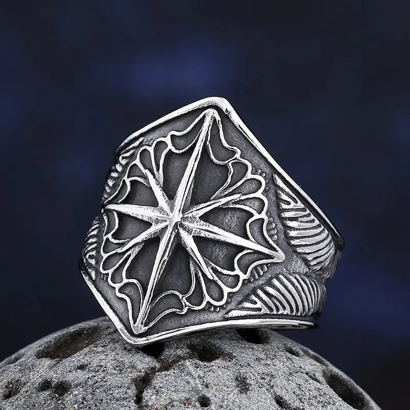Fashion Stainless Steel Unique Compass Ring For Men