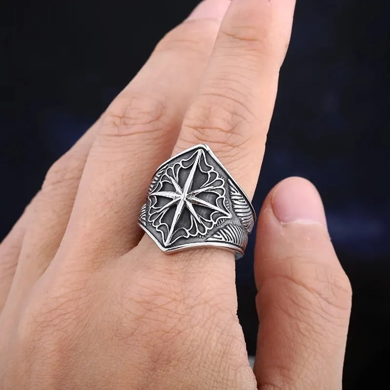 Fashion Stainless Steel Unique Compass Ring For Men