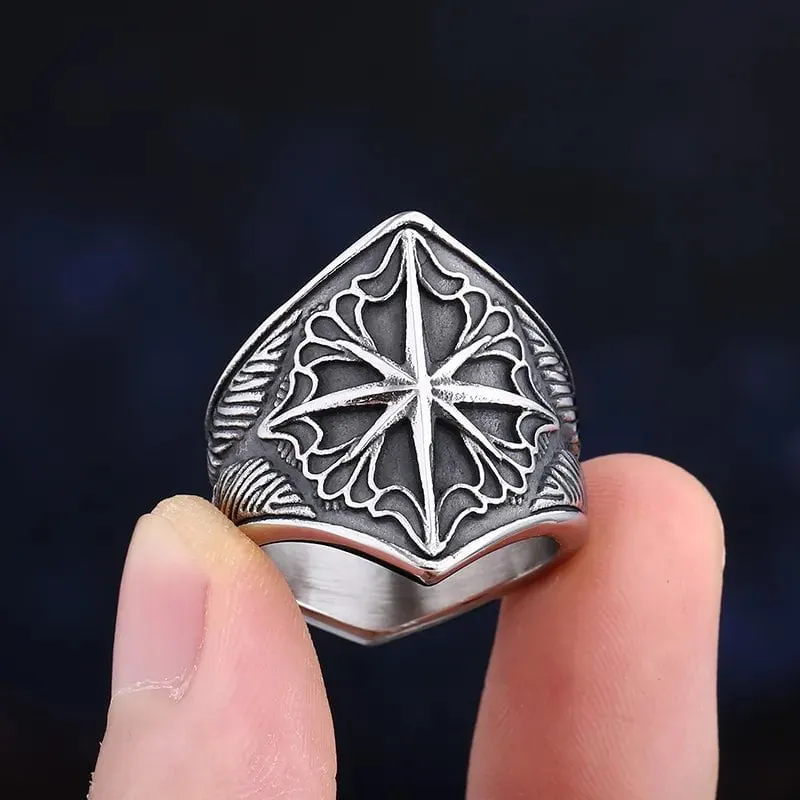 Fashion Stainless Steel Unique Compass Ring For Men