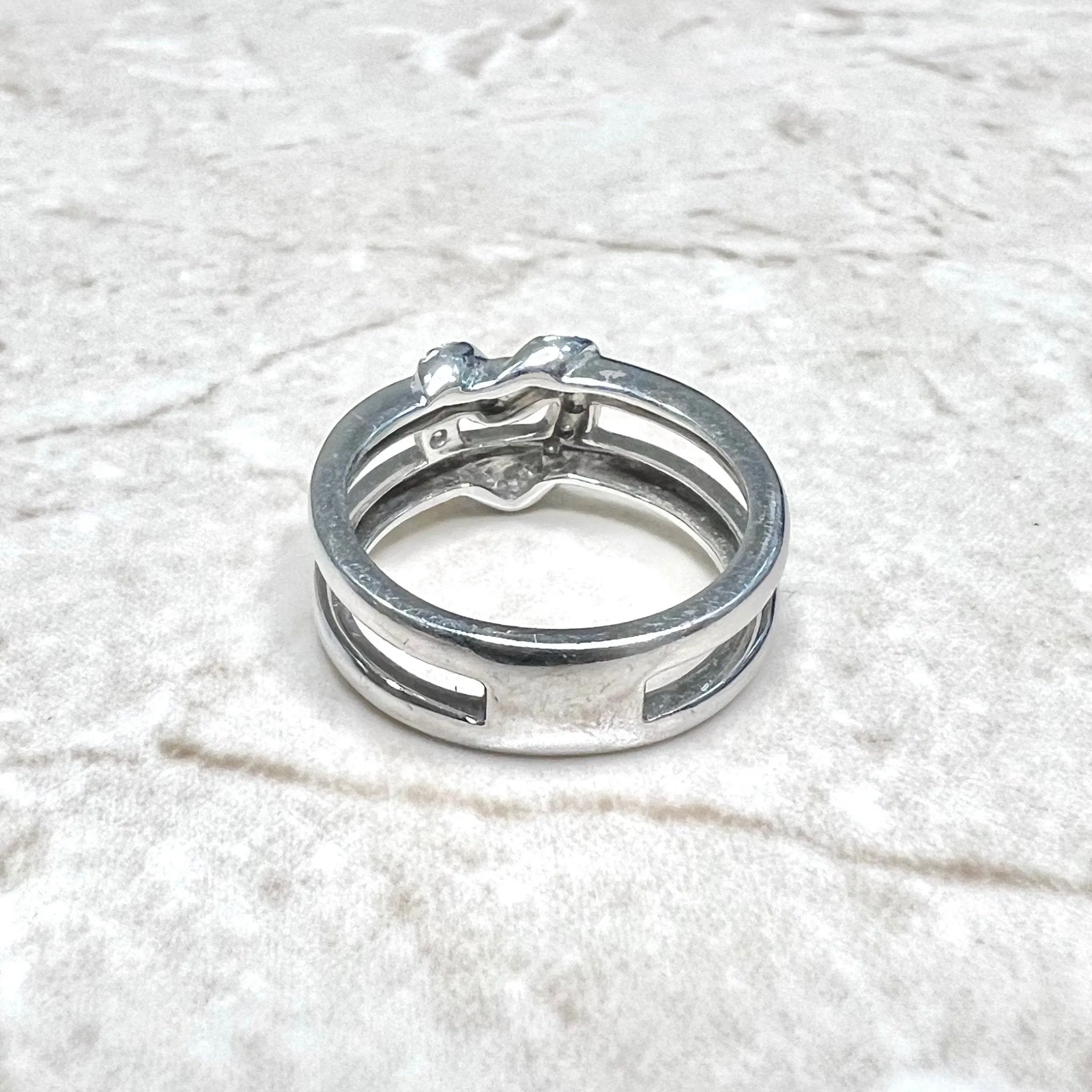Fine 14 Karat White Gold Diamond Heart Ring