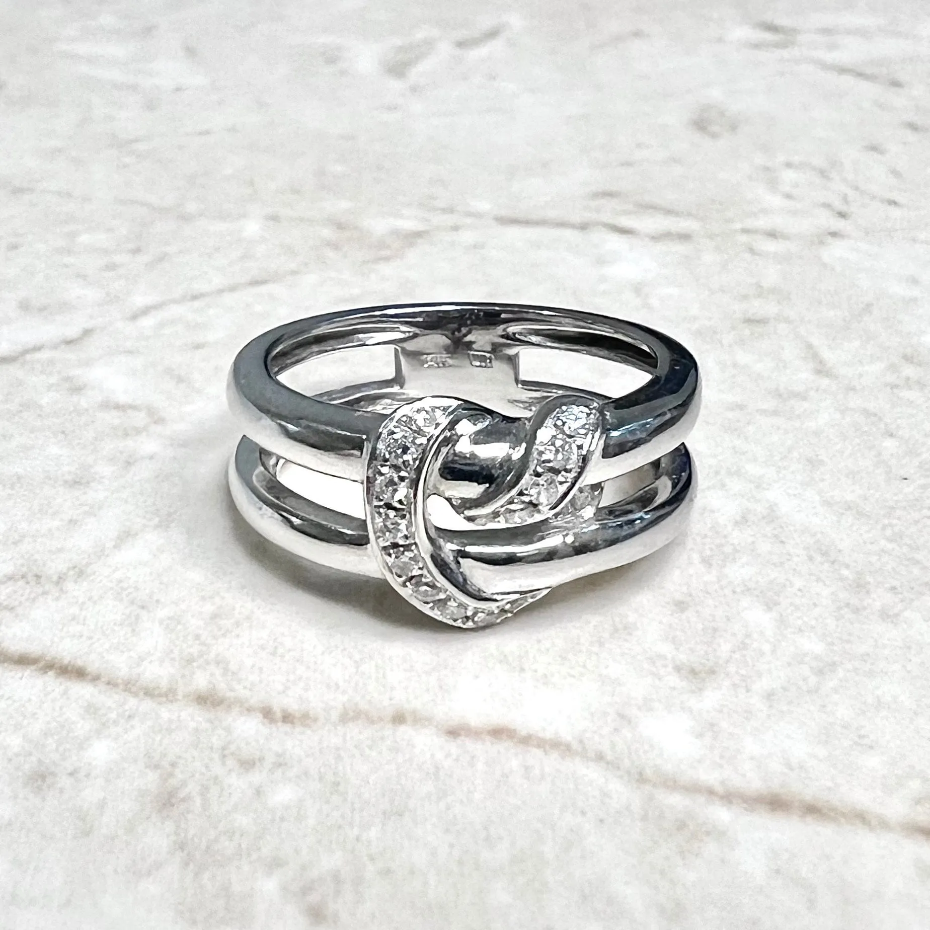 Fine 14 Karat White Gold Diamond Heart Ring