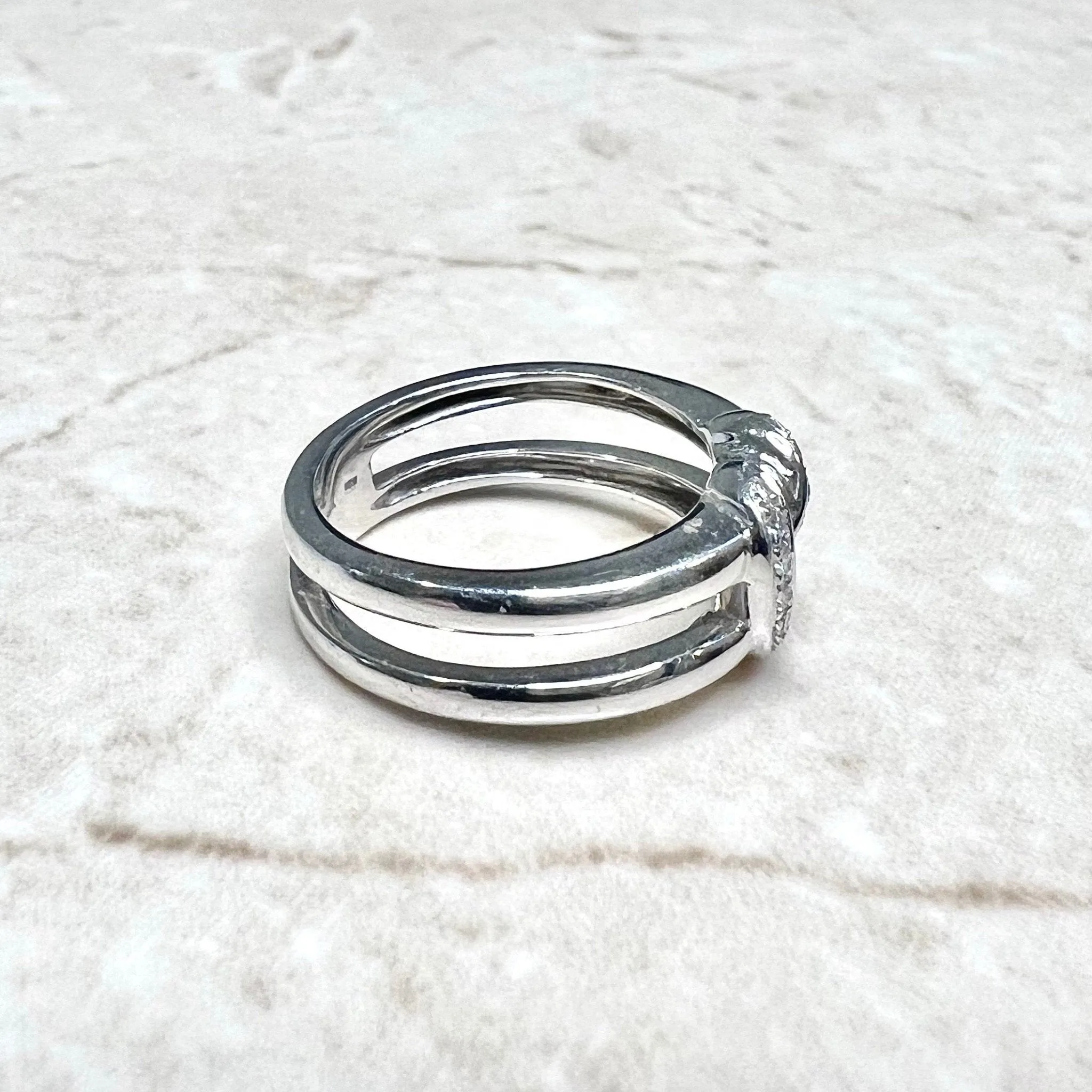 Fine 14 Karat White Gold Diamond Heart Ring