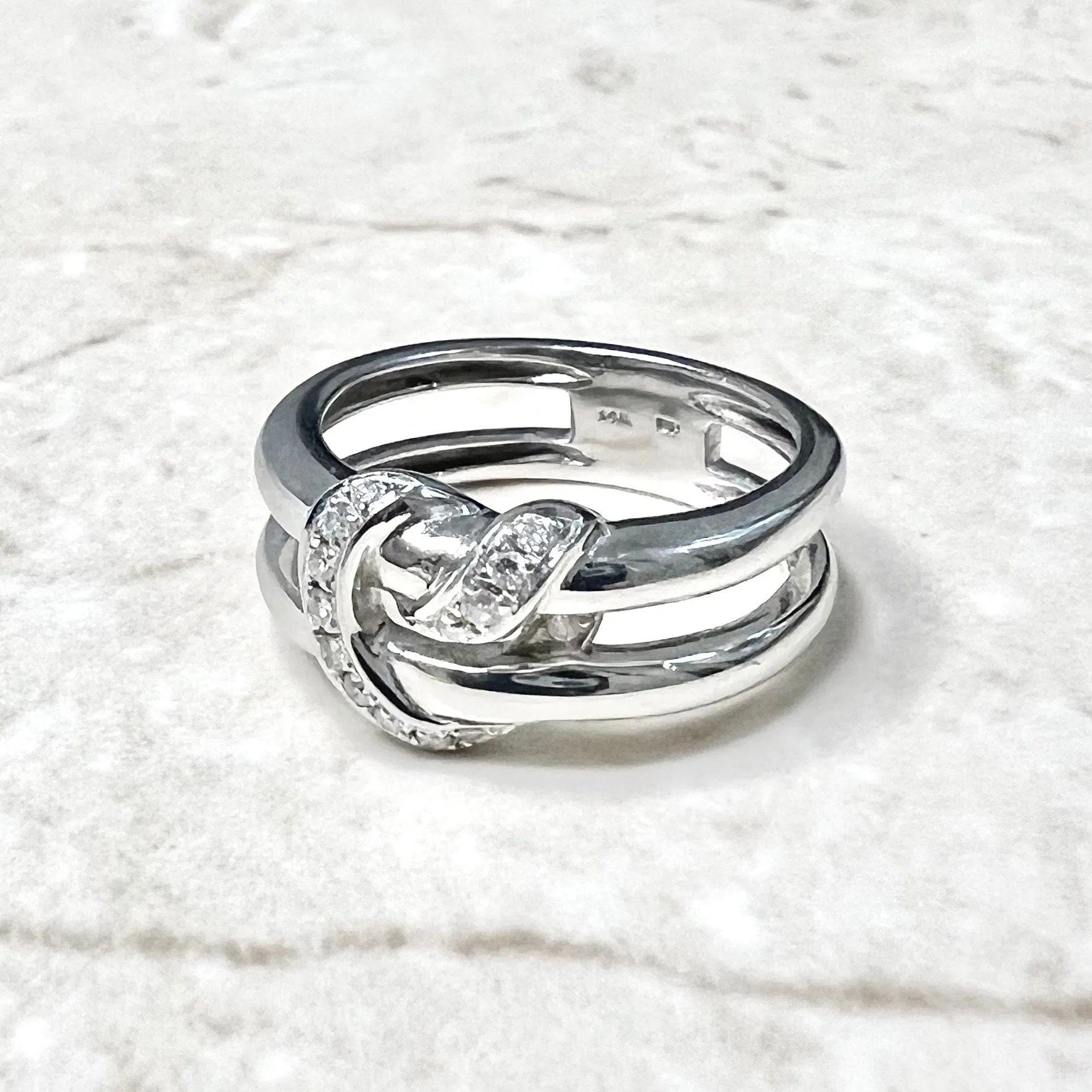 Fine 14 Karat White Gold Diamond Heart Ring