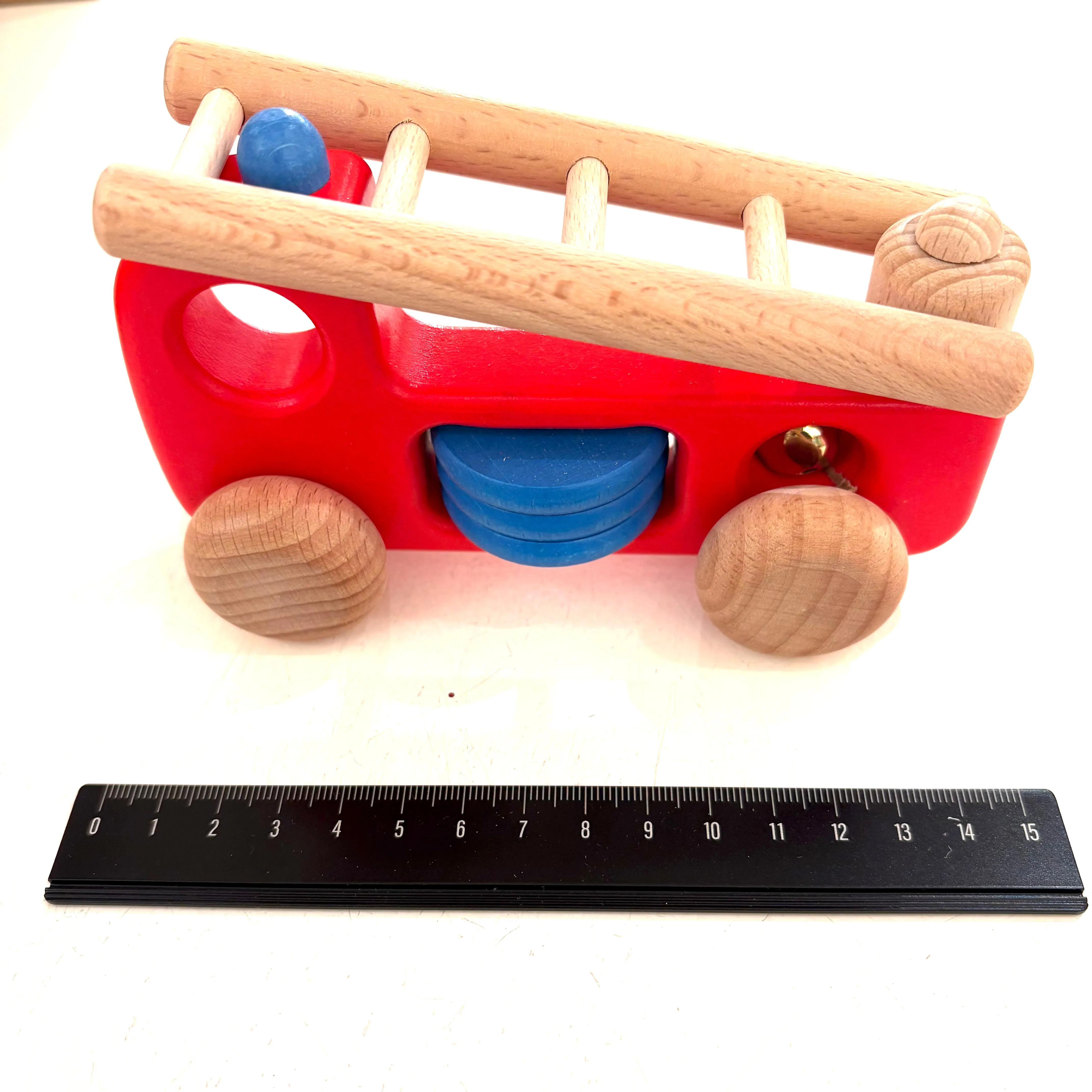 Fire Engine H1 with Hose Wooden Toy Car by Bajo Toddler Toys Car 18m 