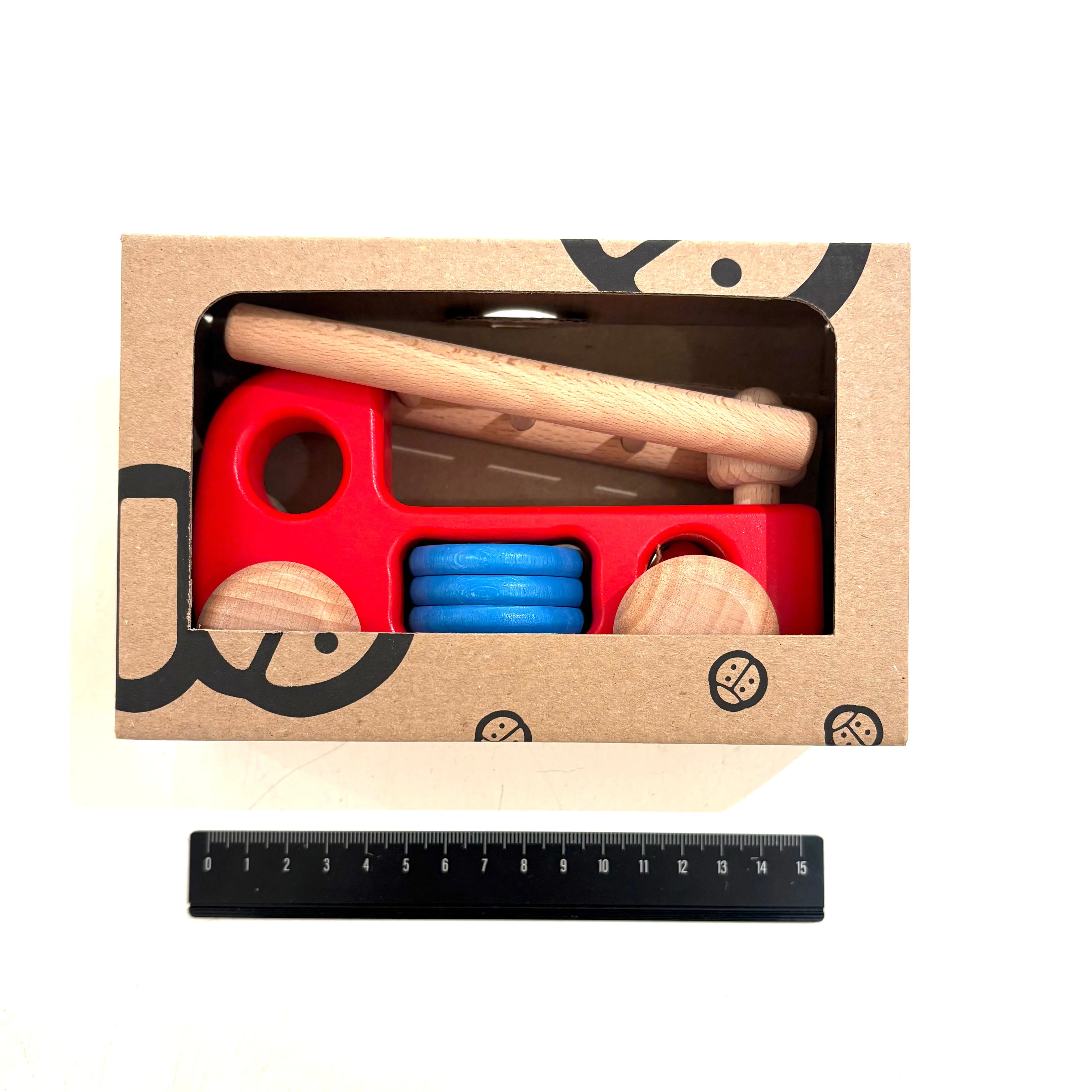 Fire Engine H1 with Hose Wooden Toy Car by Bajo Toddler Toys Car 18m 