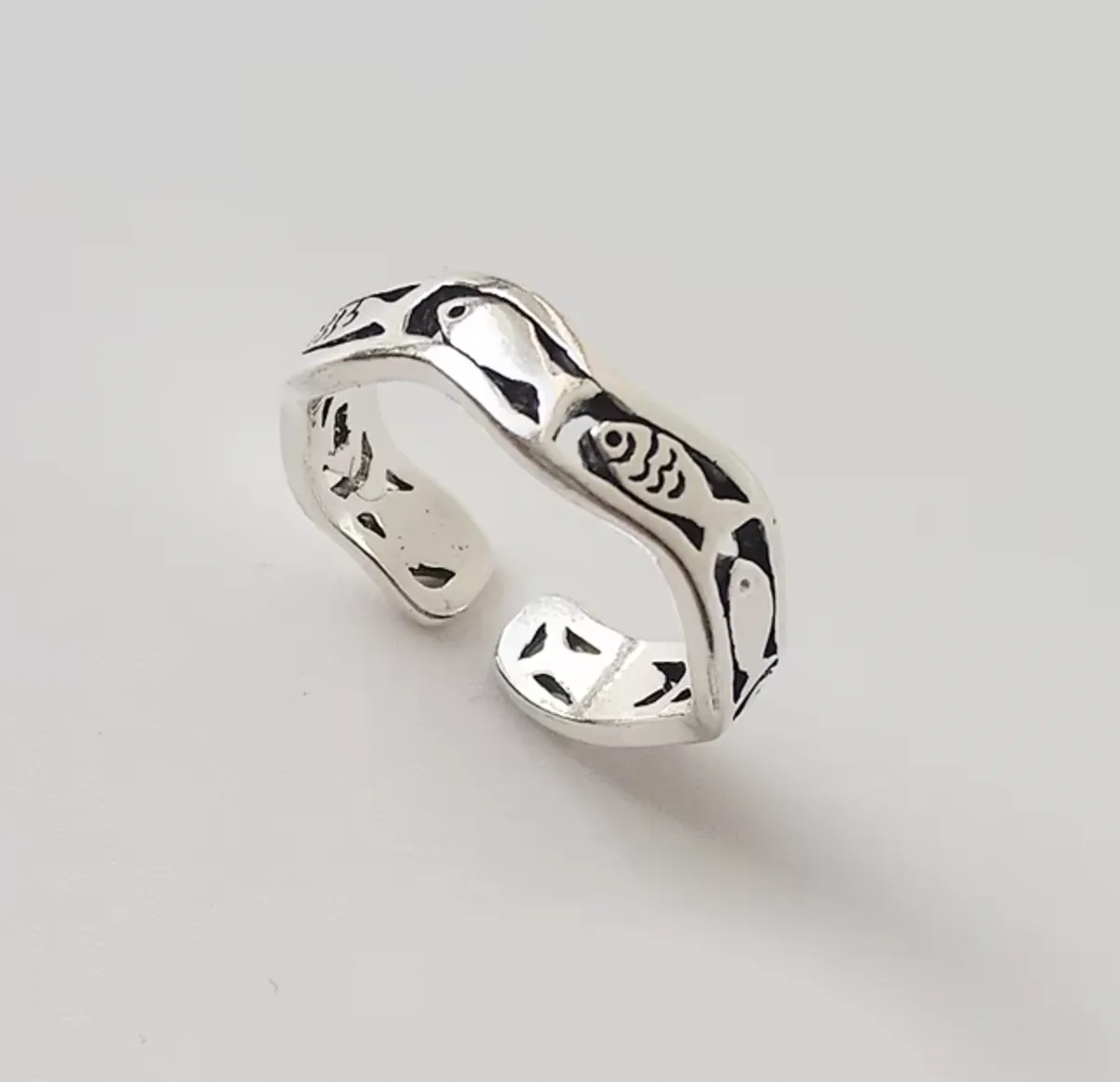 Fishy | Adjustable Stainless Silver Ring