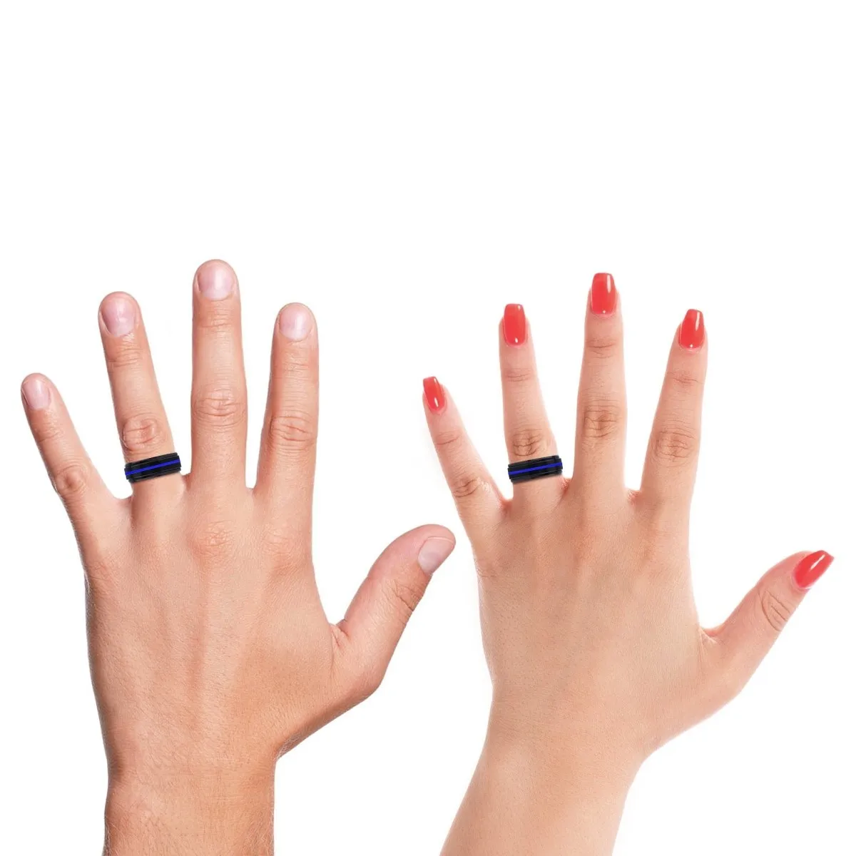 FLAMING | Green & Yellow Wood, Black Tungsten Ring, Blue Groove, Stepped Edge