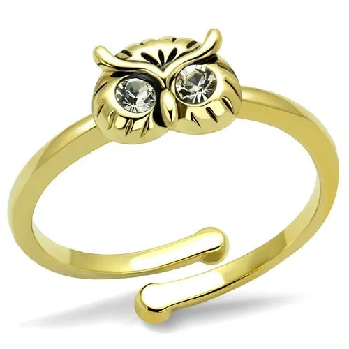 Flash Gold Brass Ring with Top Grade Crystal - Clear Stone, 4-7 Day Shipping Lead Time