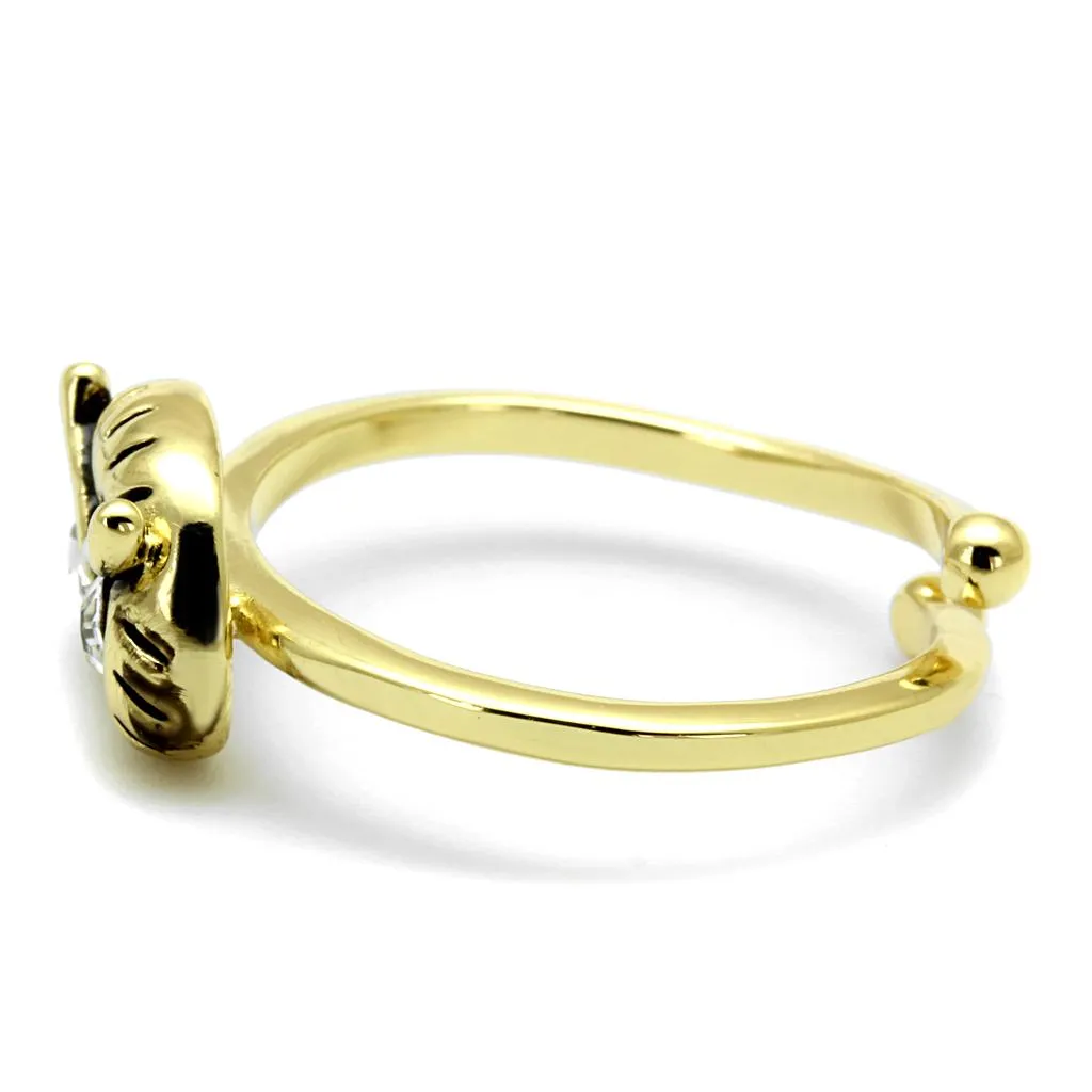 Flash Gold Brass Ring with Top Grade Crystal - Clear Stone, 4-7 Day Shipping Lead Time