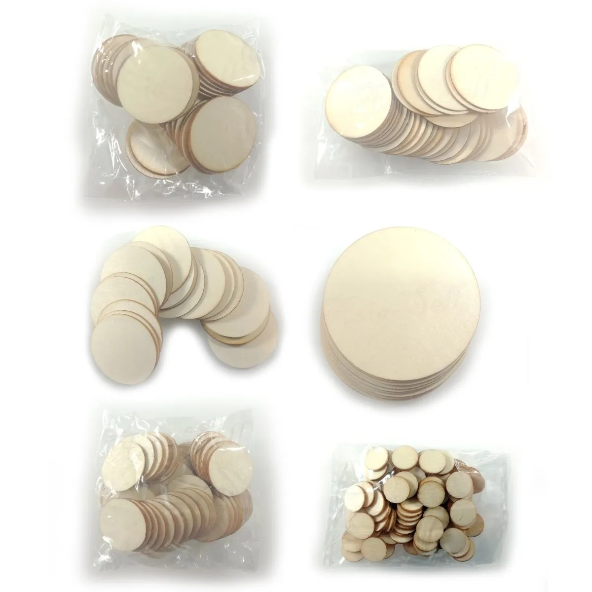 Flat Circles Wooden Crafts For DIY Scrapbook Natural Wooden Ornaments Handicraft 10/20/30/40/50/60/80/100mm