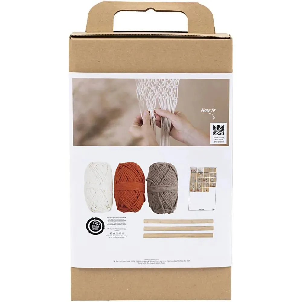 Flower Hanger Macramé Mini Craft Kit Wood Rings Beads - All Materials Instructions Included