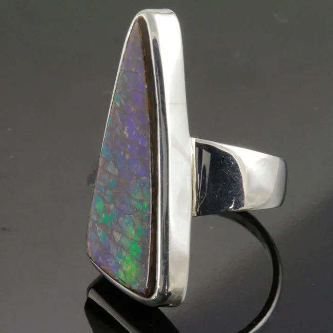 Fossilized Ammolite Ring in Sterling Silver