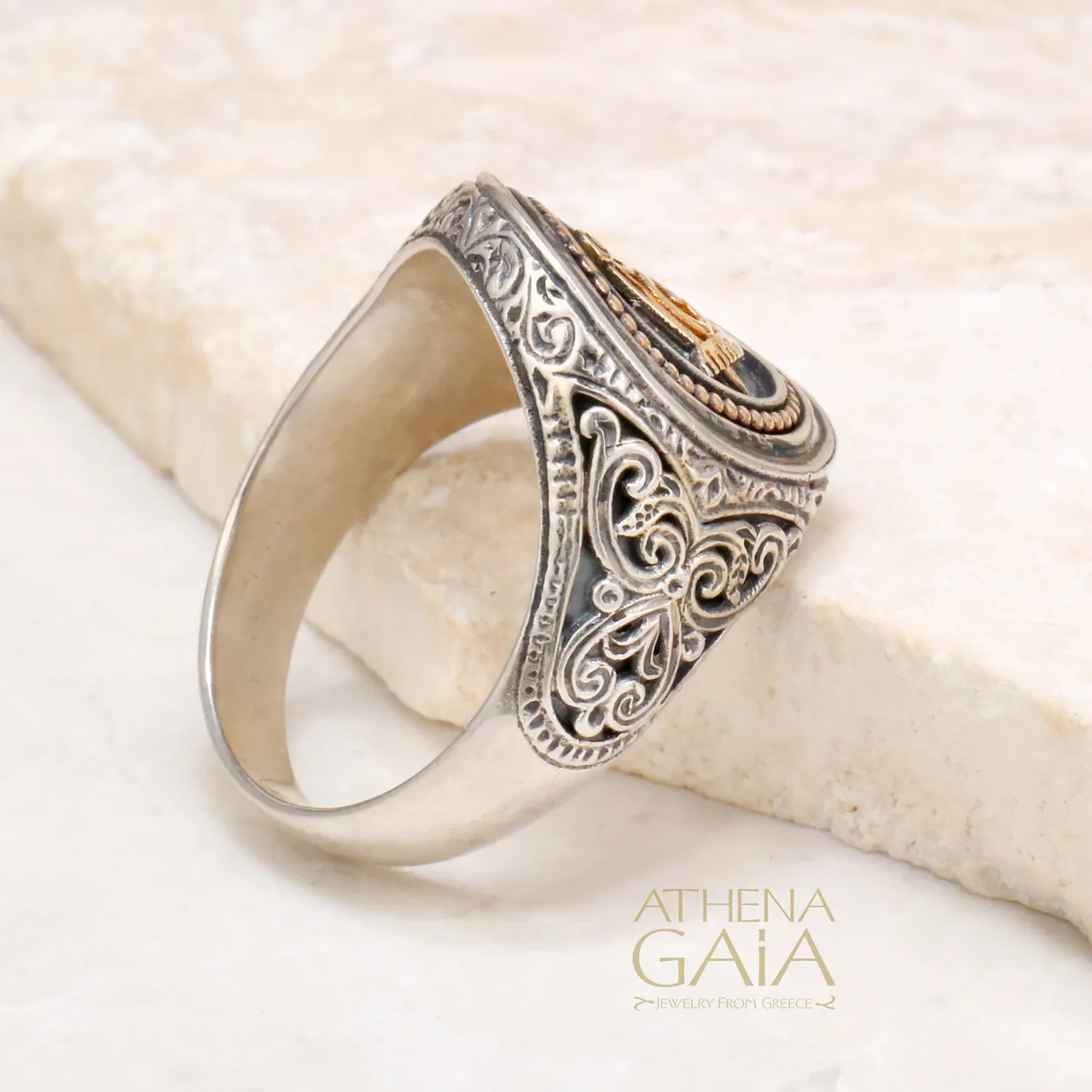 Freemason Compass and Square Ring
