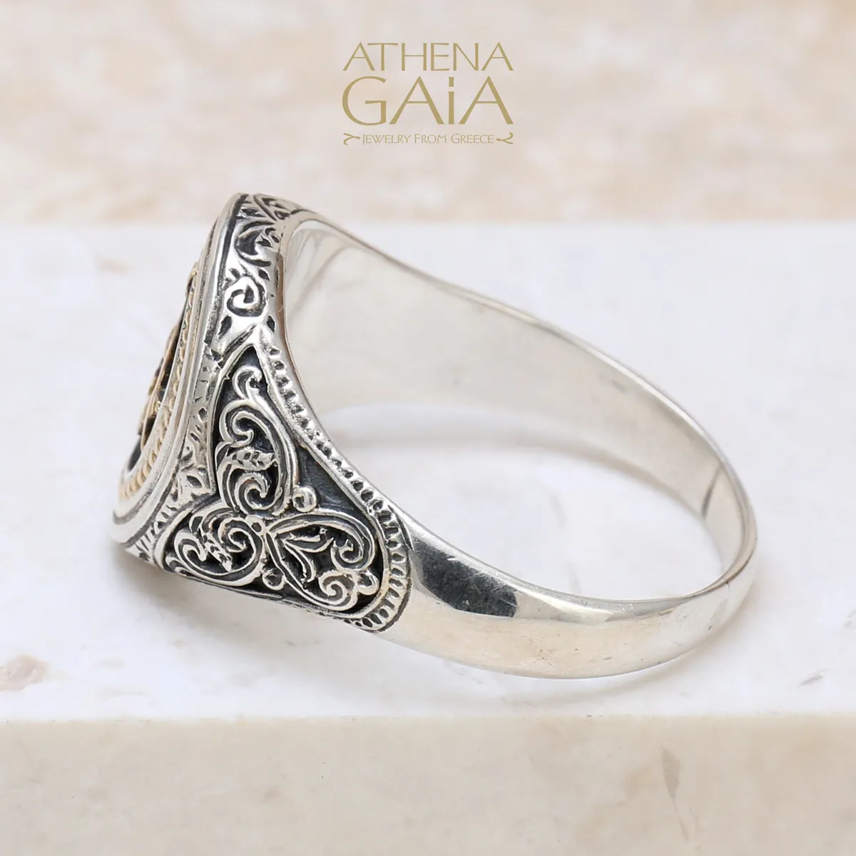 Freemason Compass and Square Ring
