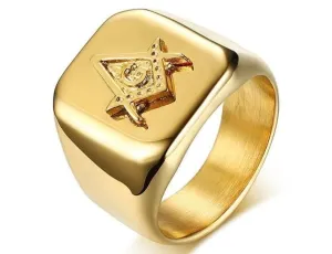 Freemasonic Square and Compasses Stainless Steel Ring