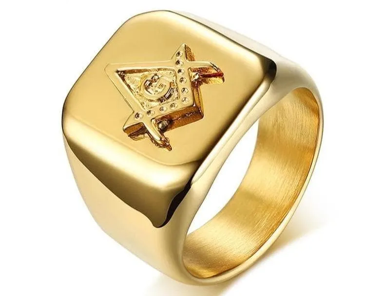Freemasonic Square and Compasses Stainless Steel Ring