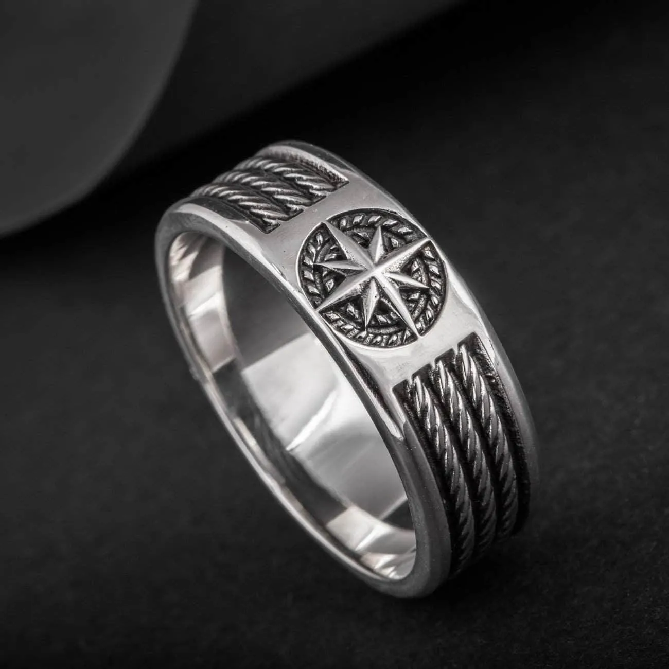Freemasonry Compass Sterling Silver Ring