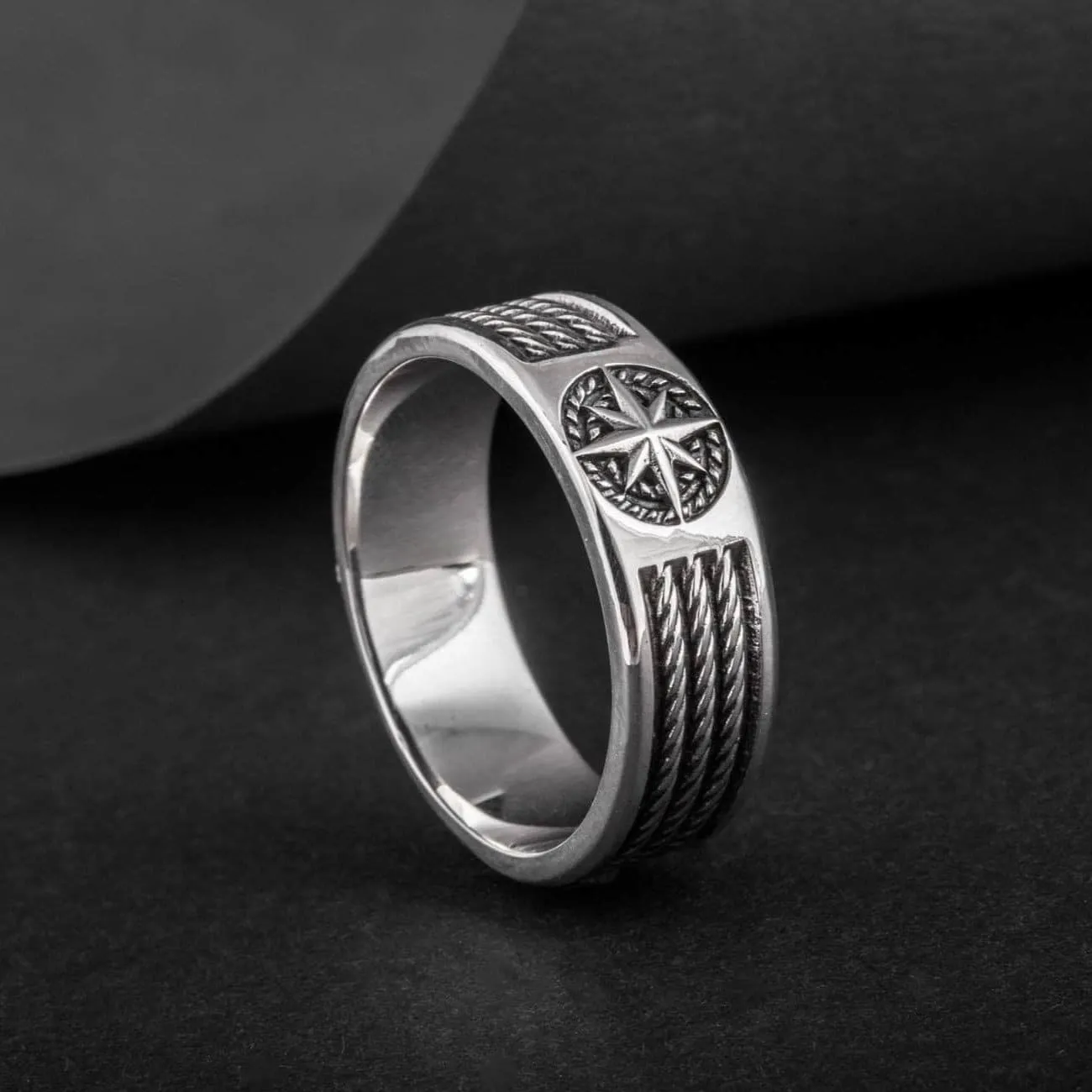 Freemasonry Compass Sterling Silver Ring