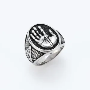 Freemasons Compasses & Square Stainless Steel Ring
