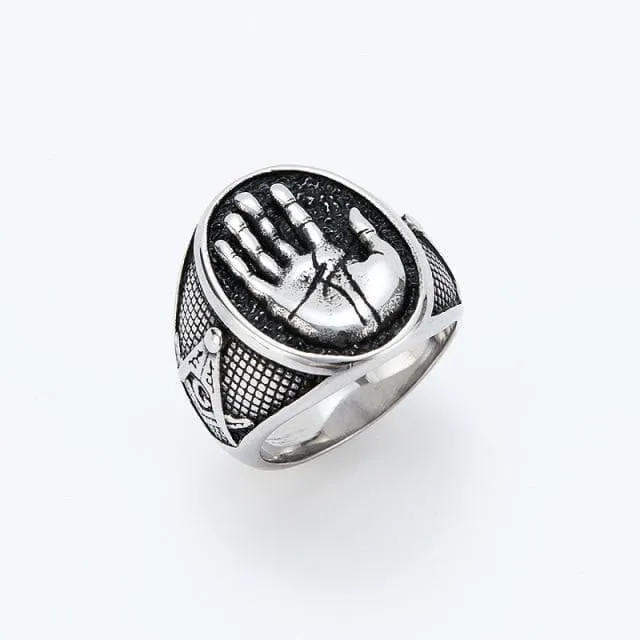 Freemasons Compasses & Square Stainless Steel Ring