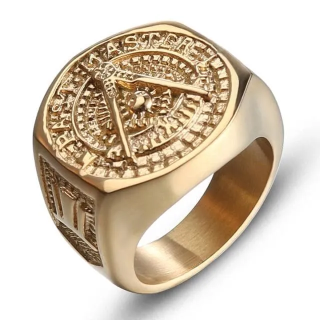 Freemasons Compasses and Square Stainless Steel Ring