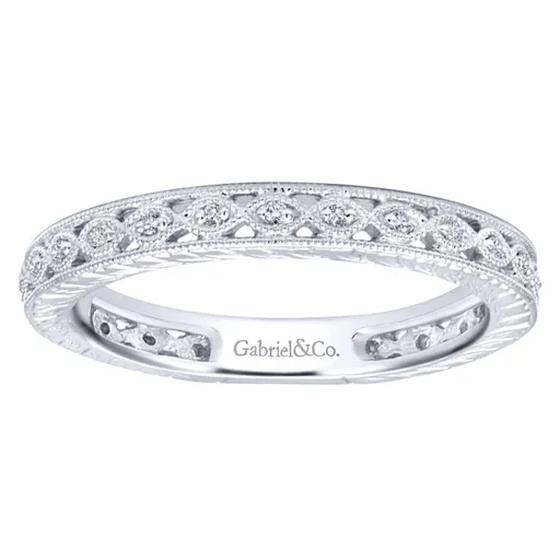 Gabriel & Co 14K White Gold Intricate Cutout Diamond Stackable Band