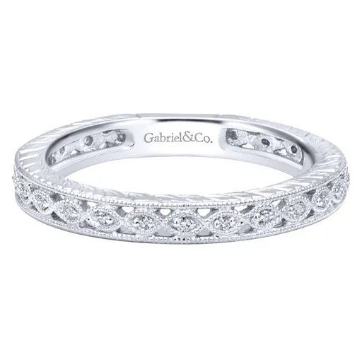 Gabriel & Co 14K White Gold Intricate Cutout Diamond Stackable Band