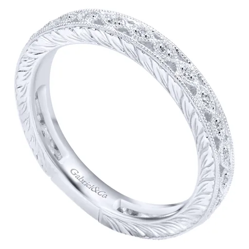 Gabriel & Co 14K White Gold Intricate Cutout Diamond Stackable Band