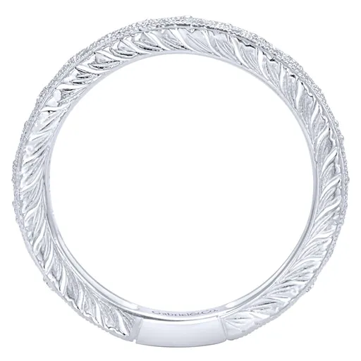 Gabriel & Co 14K White Gold Intricate Cutout Diamond Stackable Band